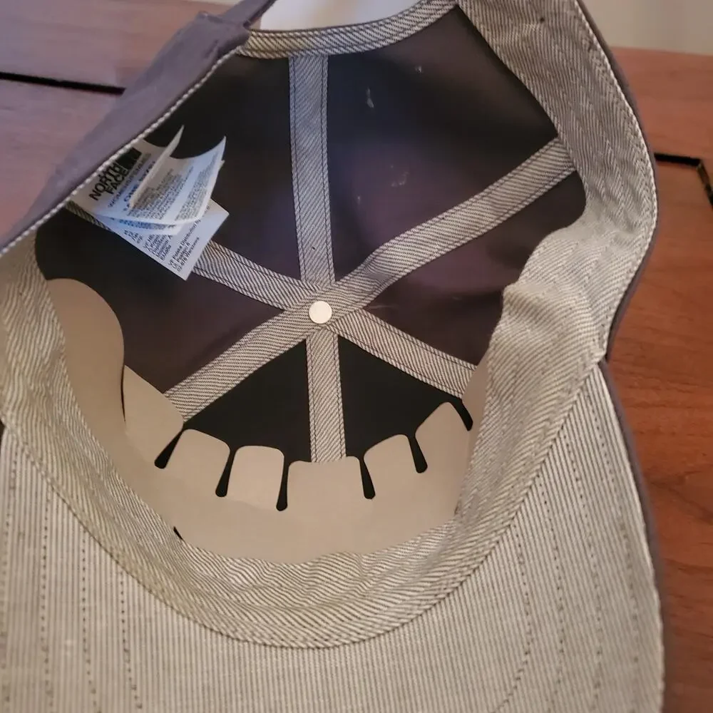 The North Face Mens Baseball Cap Hat Gray Adjustable Logo Outdoor Hiking OSFA